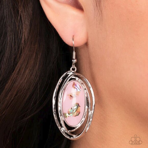 Paparazzi Jewelry Accessories - Ocean Floor Oracle - Pink Earrings - Vintage - Picture 3 of 4